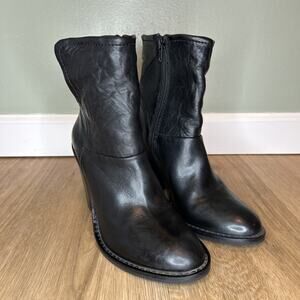 STEVEN by STEVE MADDEN Women's 7.5 Ankle Boots EARLA BlackBlock Heel Leather